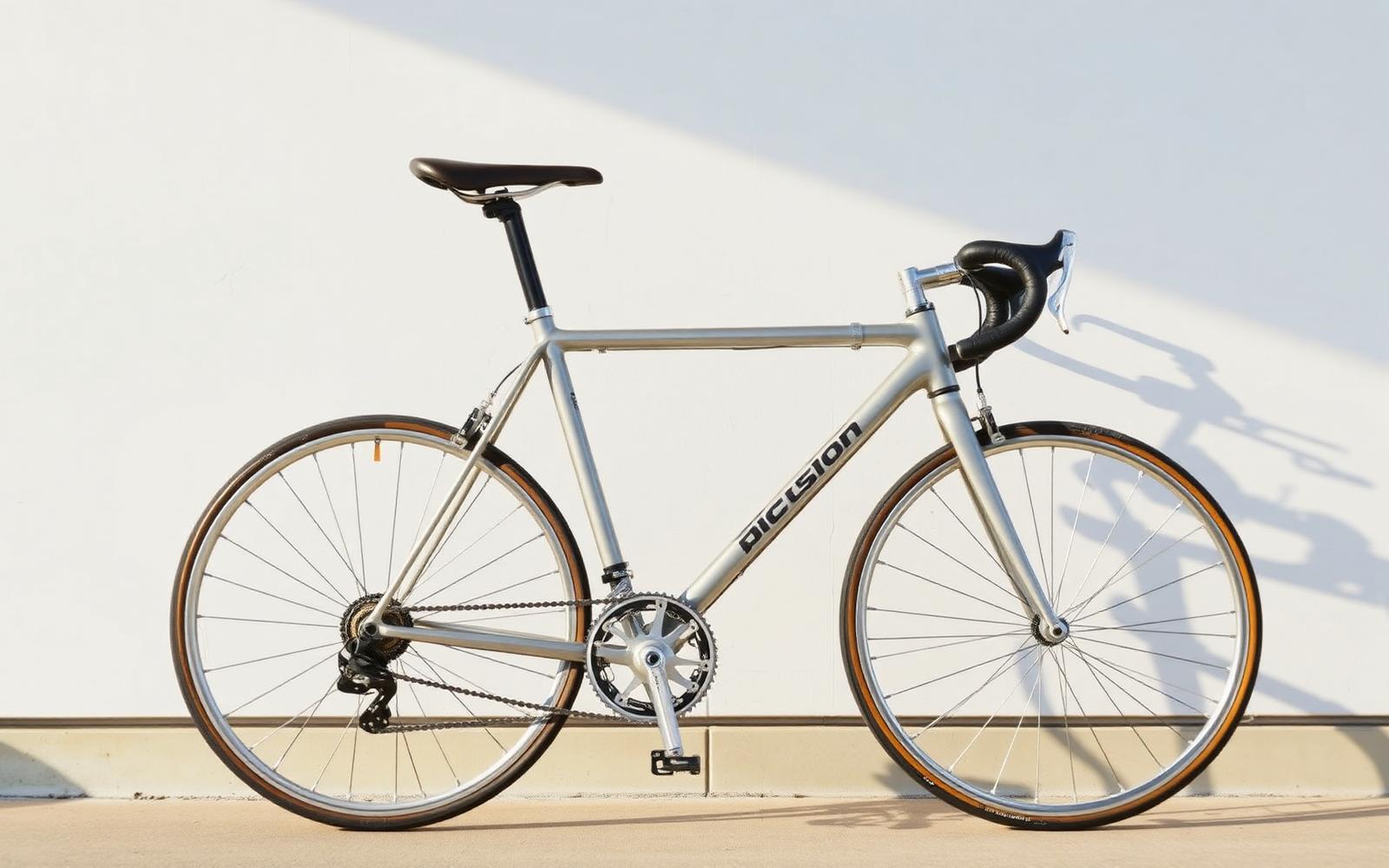 Road bicycle leaning against a wall